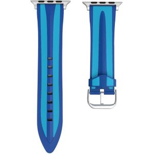 Voor Apple Watch serie 3 & 2 & 1 38mm patroon Fashion dubbele strepen siliconen horloge Strap(Blue)