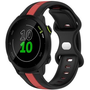 Voor Garmin Forerunner 158 20 mm vlindergesp tweekleurige siliconen horlogeband (zwart + rood)