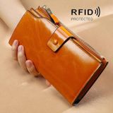 TP-192 Eerste laag van koeienhuid lange type olie wax lederen dames clutch retro portemonnee rfid anti-diefstal dames portemonnee