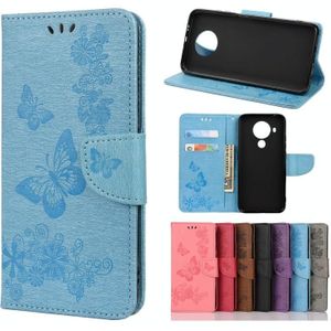 Voor Nokia 5.4 Butterflies Embossing Horizontale Flip Leren Case met Houder & Card Slots & Portemonnee