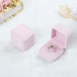 3 PC'S bruiloft sieraden accessoires squre Velvet sieraden doos sieraden Display geval geschenkdozen ring oorbellen vak (roze)