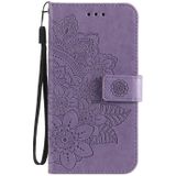 Voor Xiaomi Redmi 9c 7-Petal Bloemen Embossing Patroon Horizontale Flip PU Lederen Case met Houder & Card Slots & Portemonnee & Fotolijst (licht Paars)