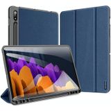 Voor Samsung Galaxy Tab S7+ 12 4 inch DUX DUCIS Domo Series Horizontale Flip Magnetic PU Lederen Case met drievouwende houder & slaap / Wake-up Functie & Pen Slot(Blauw)
