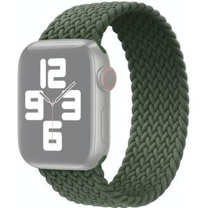 Metalen hoofd gevlochten nylon effen kleur vervanging riem horlogeband voor Apple Watch Series 6 & SE & 5 & 4 44mm / 3 & 2 & 1 42mm  maat: L 165mm (donkere olijfgroen)