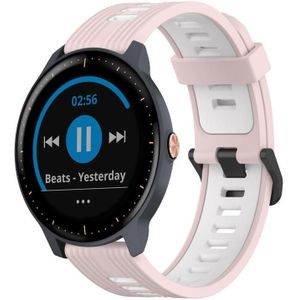 Voor Garmin vivoactive 3 muziek 20 mm verticaal patroon tweekleurige siliconen horlogeband (roze+wit)