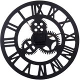 Retro houten ronde ' Single-sided Gear Clock Rome Wandklok nummer  Diameter: 45cm (goud)