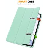 Voor Samsung Galaxy Tab S9 ENKAY Tri-fold Custer Leather TPU Bottom Smart Case met Pen Slot