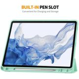 Voor Samsung Galaxy Tab S9 ENKAY Tri-fold Custer Leather TPU Bottom Smart Case met Pen Slot
