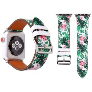 Mode echt leer nieuwe lente Blauwe bloem patroon horlogebandje voor Apple Watch serie 3 & 2 & 1 38mm