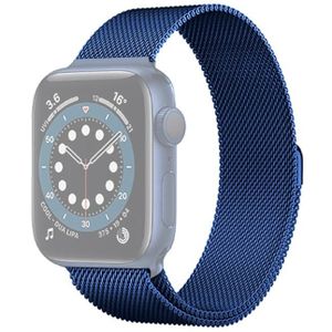 For Apple Watch Series 6 & SE & 5 & 4 44mm / 3 & 2 & 1 42mm Mutural Milanese Stainless Steel Watchband?Blue?