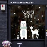 Kerst schattige kleine beer herten glas sticker Mall shop venster sticker  grootte: 60x90CM