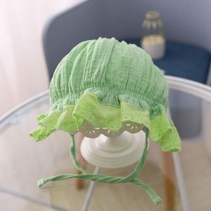 MZ4790 Katoen baby prinses hoed veterdoeken  grootte: 44-48cm (Groen)