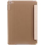 Zijde textuur horizontale Flip lederen draagtas met drie-vouwen houder voor iPad mini 4(Gold)