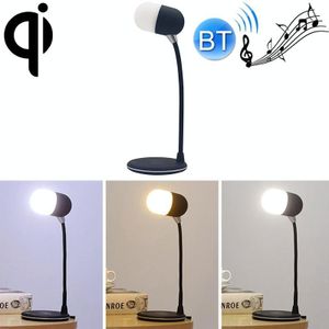 L4 Multifunctioneel draadloos opladen LED-bureaulamp Bluetooth 5.0 Speaker(Zwart)