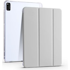 For Honor V6 10.4 inch 3-folding Transparent TPU Smart Leather Tablet Case(Grey)