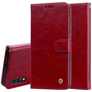 Business stijl olie Wax textuur horizontale Flip lederen case voor Galaxy A70  met houder & kaartsleuven & portemonnee (rood)