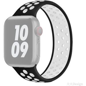 Elastische siliconen horlogeband voor Apple Watch Series 6 & SE & 5 & 4 44mm / 3 & 2 & 1 42mm  Lengte: 170mm (Zwart Wit)
