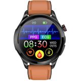TK22 1 39 inch IP67 waterdichte lederen band smartwatch ondersteunt ECG / niet-invasieve bloedsuiker