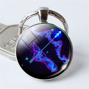 Dierenriem teken sleutelhanger 12 sterrenbeeld hanger met n gezicht Keyring(Sagittarius)