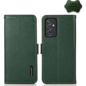 For Samsung Galaxy A82 5G KHAZNEH Side-Magnetic Litchi Genuine Leather RFID Phone Case(Green)
