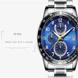 OCHSTIN 6112 mannen multi functie horloge mode sport zakelijke kalender lichtgevende mannen horloge quartz horloge stalen horloge (zwart)