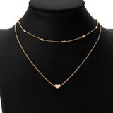 Sieraden Vintage eenvoudige koperen hart Multi-Layer Clavicle ketting groothandel ketting (goud)