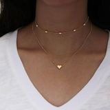 Sieraden Vintage eenvoudige koperen hart Multi-Layer Clavicle ketting groothandel ketting (goud)