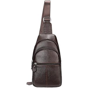6076 Casual Genuine Leather Crossbody Chest Bag For Men and Women(Coffee)