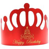 50 PCS Crown Birthday Hat Kinderen Adult Birthday Party Cartoon Decoratie Papieren Hoed (Rode kaart)
