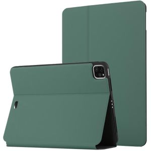 Voor iPad Pro 11 2020 & 2018 Dual-vouwen Horizontale Flip Tablet Leren Case met Houder & Sleep / Wake-up-functie (Dark Green)