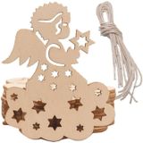 5 Sets Hout Holle Gesneden Kerstboom Hangers Home Decoration Hotel DIY Holiday Decoration Gifts (Angel)