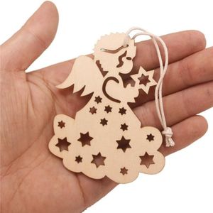 5 Sets Hout Holle Gesneden Kerstboom Hangers Home Decoration Hotel DIY Holiday Decoration Gifts (Angel)