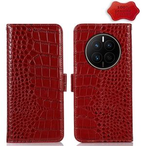 Voor Huawei Mate 50 Krokodil Toplaag Koeienhuid Lederen Telefoon Case (Rood)