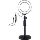 PULUZ 4 7 inch 12cm USB 10 modes 8 kleuren RGBW Dimbare LED ring Vloggen fotografie video lichten + ronde basis Desktop Mount met koude schoen statief bal hoofd (zwart)