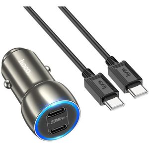 hoco Z48 Tough 40W dubbele USB-C / Type-C-autolader met Type-C naar Type-C-kabel