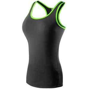 Tight Training Yoga Running Fitness Quick Dry Sports Vest (Kleur: Zwart Groen Formaat: M)