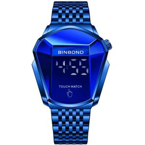 BINBOND Locomotive Concept Touch Screen Steel Belt Watch Heren Live Black Technology Watch (Blue Steel Blue)