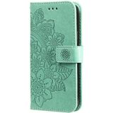 Voor Samsung Galaxy S20 FE 7-Petal Bloemen Embossing Patroon Horizontale Flip PU Lederen Case met Houder & Kaart Slots & Portemonnee & Fotolijst (Groen)