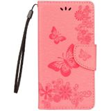 Voor Huawei Mate 10 Vintage relif bloemen vlinder patroon horizontale Flip lederen draagtas met kaartslot & houder & portemonnee & Lanyard (roze)