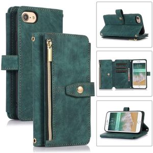 Voor iPhone SE 2022 / 2020 / 7 / 8 Dream 9-Card Wallet Zipper Bag Leather Phone Case(Groen)