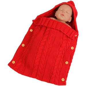 Zzsd0002 Autumn / Winter Baby Knitted Woolen Button Sleeping Bag Photography Blanket Stroller Sleeping Bag(Big Red)