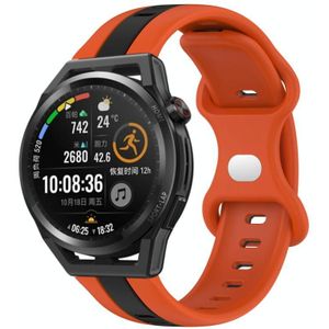 Voor Huawei Watch GT Runner 20 mm vlindergesp tweekleurige siliconen horlogeband (oranje + zwart)