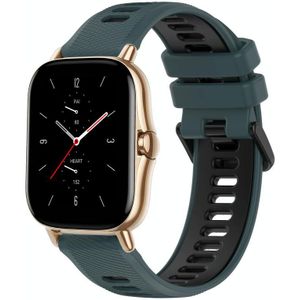 Voor Amazfit GTS 2 20 mm sport tweekleurige siliconen horlogeband (olijfgroen + zwart)