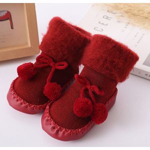 Winter baby warmer vloer sokken anti-slip baby stap sokken  grootte: 14cm (rood)