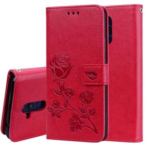 Rose relif horizontale Flip PU lederen draagtas voor Huawei Mate 20 Lite  met houder & kaartsleuven & portemonnee (rood)