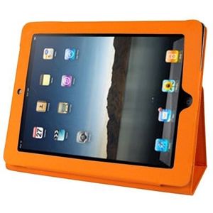 Hoge kwaliteit lederen draagtas met houder voor iPad 2 (oranje)
