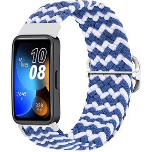Voor Huawei Band 8 nylon gevlochten gesp horlogeband (blauw wit)