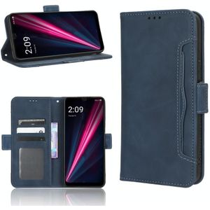 Voor T-Mobile Revvl 6 5G Huid Voelen Kalf Textuur Kaartsleuven Lederen Telefoon Case (Blauw)