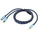 EMK 3 5 mm jack man tot 2 x RCA Mannelijke vergulde connector luidspreker audiokabel  kabellengte: 3m (Donkerblauw)