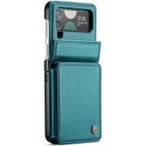 Voor Samsung Galaxy Z Flip4 5G CaseMe C22 PC + TPU Zakelijke stijl RFID Anti-diefstal lederen telefoonhoes (blauw groen)